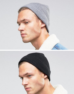 2 шапки-бини в рыбацком стиле (черная и серая) ASOS - СКИДКА - Мульти