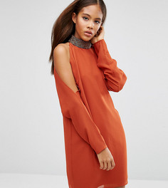 Платье мини с вырезами на плечах ASOS TALL - Коричневый