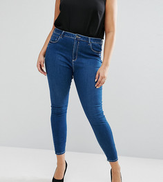 Выбеленные джинсы скинни с завышенной талией ASOS CURVE Ridley - Синий