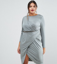 Платье миди с запахом ASOS CURVE - Серый