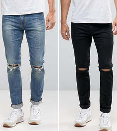 Набор из 2 джинсов скинни с рваной отделкой (черные и синие) ASOS - СКИДКА - Мульти