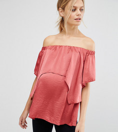 Двухслойный атласный топ ASOS Maternity - Розовый