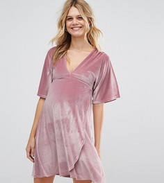 Бархатное платье мини для беременных с рукавами-кимоно ASOS Maternity - Розовый