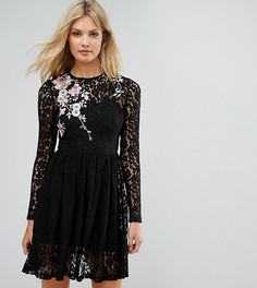 Кружевное платье мини с цветочной вышивкой ASOS TALL - Черный
