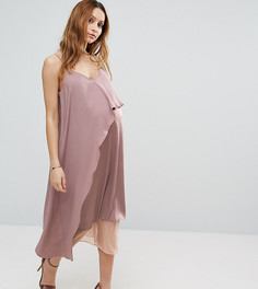 Платье миди с сетчатой вставкой ASOS Maternity - Розовый