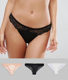 3 бразильских трусиков из микрофибры и кружева ASOS - Мульти