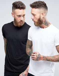2 футболки с отворотами на рукавах (черная/белая) ASOS - СКИДКА - Мульти