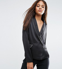Атласная блузка в пижамном стиле с запахом спереди ASOS TALL - Черный