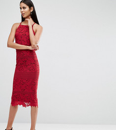 Платье миди из цветочного кружева с фигурными краями ASOS TALL - Красный