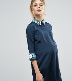 Цельнокройное платье для беременных ASOS Maternity - Темно-синий