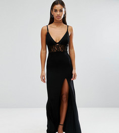 Платье макси с кружевным топом ASOS PETITE - Черный