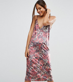 Бархатное платье миди на лямках с цветочным принтом ASOS TALL - Мульти