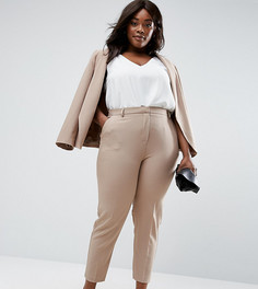 Укороченные креповые брюки-сигареты ASOS CURVE - Бежевый