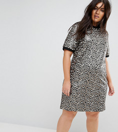 Декорированное цельнокройное платье мини с животным рисунком ASOS CURVE - Мульти