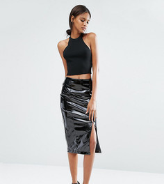 Юбка-карандаш с эффектом мокрой ткани ASOS TALL - Черный