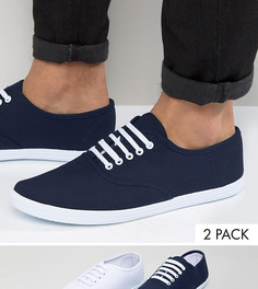 Комплект из 2 пар кед (белые/темно-синие) ASOS СКИДКА - Мульти