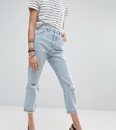Выбеленные джинсы в винтажном стиле с рваными коленями ASOS PETITE - Синий