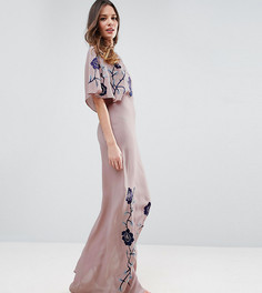 Платье макси с вышивкой ASOS TALL - Розовый