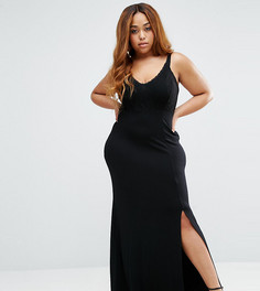 Облегающее платье макси с кружевным топом ASOS CURVE - Черный