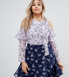 Платье мини с открытыми плечами и принтом ASOS CURVE - Мульти