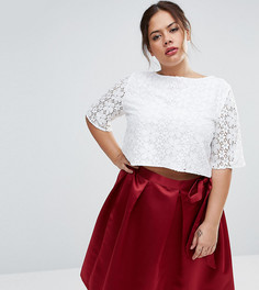Кружевной топ свободного покроя Closet Plus - Кремовый