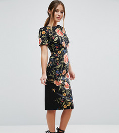 Тканое платье с цветочной вышивкой ASOS PETITE - Мульти