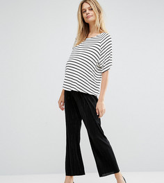 Укороченные широкие брюки плиссе для беременных ASOS Maternity - Черный