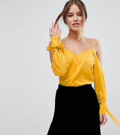 Топ с вырезами на плечах, манжетами и завязкой ASOS PETITE - Желтый
