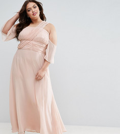 Платье макси на одно плечо ASOS CURVE WEDDING - Розовый