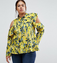 Топ с открытыми плечами, оборками и цветочным принтом ASOS CURVE - Мульти