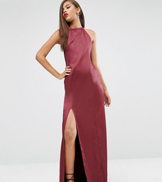 Атласное платье-халтер макси ASOS TALL RED CARPET - Красный