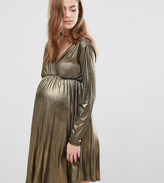 Платье для беременных с длинными рукавами и запахом Bluebelle Maternity - Золотой