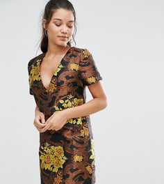 Цельнокройное платье из парчи с цветочным принтом Missguided - Мульти
