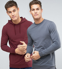Обтягивающий свитшот с молниями по бокам и худи ASOS - СКИДКА - Мульти