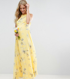Платье макси с цветочным принтом ASOS Maternity WEDDING - Желтый