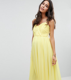 Платье миди с драпировкой для беременных ASOS Maternity WEDDING - Желтый