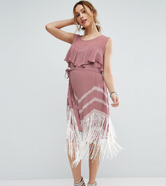 Платье с бахромой по краю ASOS Maternity - Розовый