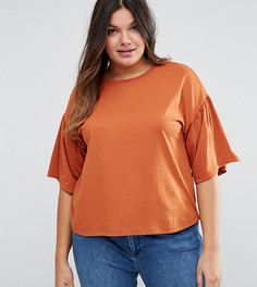 Футболка с оборками на рукавах ASOS CURVE - Оранжевый