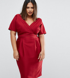 Платье с запахом спереди ASOS CURVE - Красный
