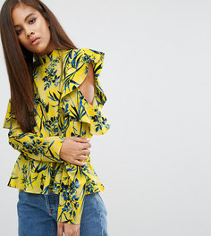 Топ с цветочным узором, оборками и открытыми плечами ASOS TALL - Мульти