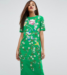 Цельнокройное платье с вышивкой ASOS TALL - Мульти