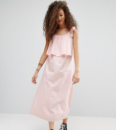Хлопковое двухслойное платье макси ASOS PETITE - Синий