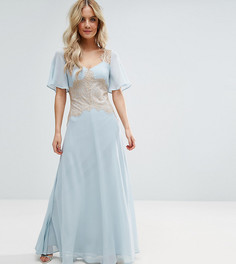 Платье макси с контрастными кружевными вставками ASOS PETITE WEDDING - Синий