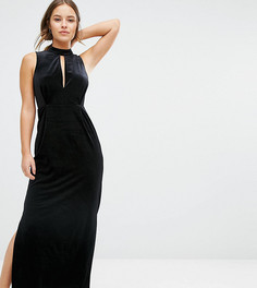 Бархатное платье макси с кружевной вставкой сзади Vero Moda Petite - Черный