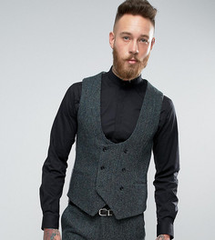 Суперузкий жилет из твида Харрис Noose &amp; Monkey - Зеленый