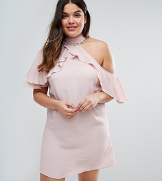 Платье с вырезами на плечах, оборками и пуговицами ASOS CURVE - Мульти