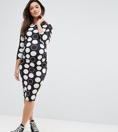Облегающее платье миди в горошек ASOS Maternity - Черный