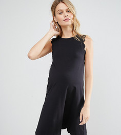 Цельнокройное платье для беременных с фигурной отделкой по краю ASOS Maternity - Черный