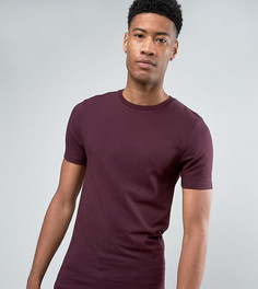 Темно-бордовая обтягивающая футболка ASOS TALL - Красный