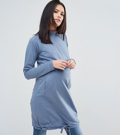 Трикотажное платье с кромкой на шнурке ASOS Maternity LOUNGE - Синий